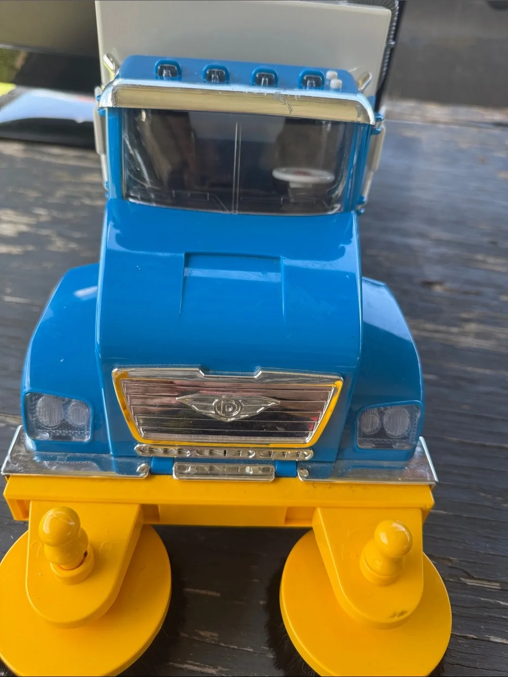 Blue and Yellow Toy Street Sweeper Truck - Kids Toy